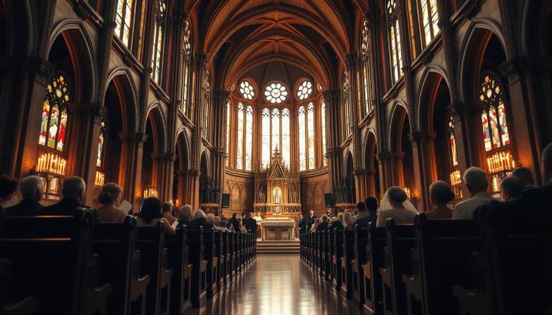 Quatuor à cordes jouant une mélodie sacrée dans une église pour un mariage classique français